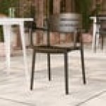 Lancaster Table & Seating Alto Dune Brown Slat Back Resin Arm Chair