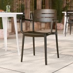 Lancaster Table & Seating Alto Dune Brown Slat Back Resin Arm Chair