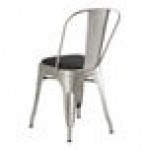 Lancaster Table & Seating Alloy Silver Indoor Cafe Chair with Black Vinyl Cushion Lancaster Table & Seating Alloy Silver Indoor Cafe Chair with Black Vinyl Cushion