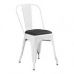 Lancaster Table & Seating Alloy Silver Indoor Cafe Chair with Black Vinyl Cushion Lancaster Table & Seating Alloy Silver Indoor Cafe Chair with Black Vinyl Cushion