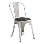 Lancaster Table & Seating Alloy Silver Indoor Cafe Chair with Black Vinyl Cushion Lancaster Table & Seating Alloy Silver Indoor Cafe Chair with Black Vinyl Cushion