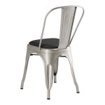 Lancaster Table & Seating Alloy Silver Indoor Cafe Chair with Black Vinyl Cushion Lancaster Table & Seating Alloy Silver Indoor Cafe Chair with Black Vinyl Cushion