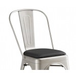 Lancaster Table & Seating Alloy Silver Indoor Cafe Chair with Black Vinyl Cushion Lancaster Table & Seating Alloy Silver Indoor Cafe Chair with Black Vinyl Cushion