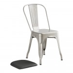 Lancaster Table & Seating Alloy Silver Indoor Cafe Chair with Black Vinyl Cushion Lancaster Table & Seating Alloy Silver Indoor Cafe Chair with Black Vinyl Cushion
