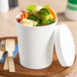 Choice 1 Qt. White Paper Double-Wall Frozen Yogurt / Food Cup with Paper Lid - 25/Pack Choice 1 Qt. White Paper Double-Wall Frozen Yogurt / Food Cup with Paper Lid - 25/Pack