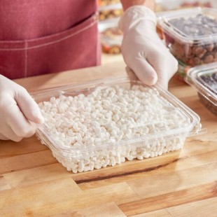 Inline Plastics Safe-T-Fresh 35 oz. Tamper-Resistant, Tamper-Evident Rectangular Hinged Container with Flat Lid - 150/Case Inline Plastics Safe-T-Fresh 35 oz. Tamper-Resistant, Tamper-Evident Rectangular Hinged Container with Flat Lid - 150/Case