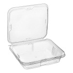 Inline Plastics Safe-T-Fresh 35 oz. Tamper-Resistant, Tamper-Evident Rectangular Hinged Container with Flat Lid - 150/Case