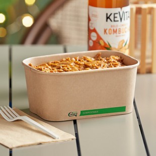 EcoChoice 32 oz. Rectangular Kraft Bio-Lined Take-Out Container - 300/Case