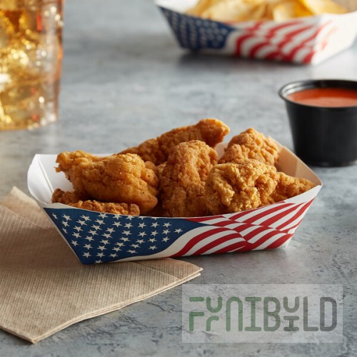 #200 2 lb. USA Flag Paper Food Tray - 1,000/Case