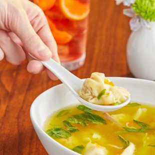 Acopa 0.6 oz. Bright White Porcelain Chinese Soup Spoon / Asian Wonton Soup Spoon - 12/Pack Acopa 0.6 oz. Bright White Porcelain Chinese Soup Spoon / Asian Wonton Soup Spoon - 12/Pack