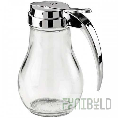 Vollrath 214 Traex® Dripcut® 14 oz. Clear Glass Syrup Server with Chrome-Plated Top