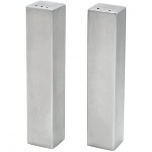 Front of the House 2 oz. Brushed Stainless Steel Square Salt and Pepper Shaker Set - 6/Case