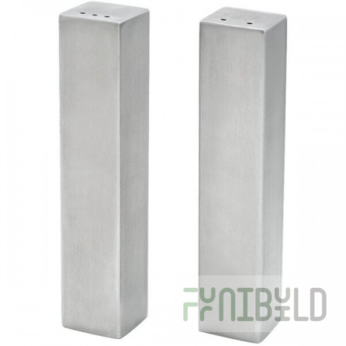 Front of the House 2 oz. Brushed Stainless Steel Square Salt and Pepper Shaker Set - 6/Case