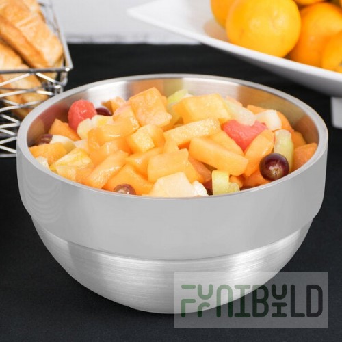 Vollrath 46667 3.4 Qt. Double Wall Stainless Steel Round Satin-Finished Serving Bowl