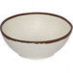 GET B-305-CRM Pottery Market 1.5 Qt. Glazed Cream Melamine Bowl with Brown Trim - 12/Case