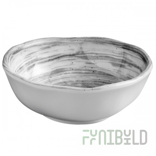 Elite Global Solutions D4134R Van Gogh Black 9 oz. Round Melamine Bowl - 6/Case
