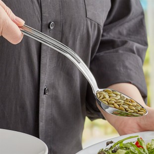 Vollrath 46720 Miramar® 1 oz. Stainless Steel Open Handle Solid Oval Serving Spoon