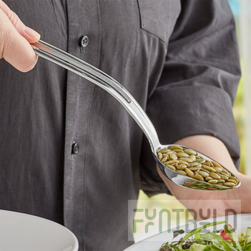 Vollrath 46720 Miramar® 1 oz. Stainless Steel Open Handle Solid Oval Serving Spoon