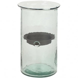Kalalou Medium Glass Mini Cylindrical Hurricane Candle Holder with Rustic Metal Insert Kalalou Medium Glass Mini Cylindrical Hurricane Candle Holder with Rustic Metal Insert