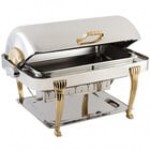 Bon Chef 12040CH Elite Rectangle 8 Qt. Dripless Stainless Steel with Chrome Accents Roll Top Chafer with Aurora Legs Bon Chef 12040CH Elite Rectangle 8 Qt. Dripless Stainless Steel with Chrome Accents Roll Top Chafer with Aurora Legs