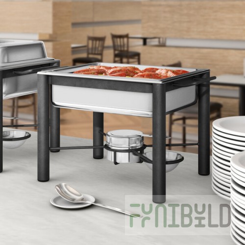 Acopa 4 Qt. Half Size Wrought Iron Pillar Chafer Set with Stainless Steel Cover and Handle