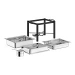 Acopa 4 Qt. Half Size Wrought Iron Pillar Chafer Set with Stainless Steel Cover and Handle