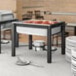 Acopa 4 Qt. Half Size Wrought Iron Pillar Chafer Set with Stainless Steel Cover and Handle