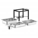 Acopa 4 Qt. Half Size Wrought Iron Pillar Chafer Set with Stainless Steel Cover and Handle