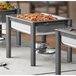 Acopa 4 Qt. Half Size Wrought Iron Pillar Chafer Set with Stainless Steel Cover and Handle