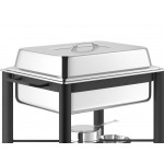 Acopa 4 Qt. Half Size Wrought Iron Pillar Chafer Set with Stainless Steel Cover and Handle