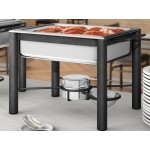 Acopa 4 Qt. Half Size Wrought Iron Pillar Chafer Set with Stainless Steel Cover and Handle