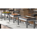 Acopa 4 Qt. Half Size Wrought Iron Pillar Chafer Set with Stainless Steel Cover and Handle