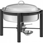 Acopa 4 Qt. Half Size Wrought Iron Pillar Chafer Set with Stainless Steel Cover and Handle