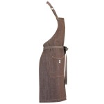 Mercer Culinary M63203BRN Metro Edge Zephyr Brown Cotton Denim Bib Apron with Adjustable Neck, Split Front, and 2 Pockets - 34 Mercer Culinary M63203BRN Metro Edge Zephyr Brown Cotton Denim Bib Apron with Adjustable Neck, Split Front, and 2 Pockets - 34