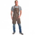 Mercer Culinary M63203BRN Metro Edge Zephyr Brown Cotton Denim Bib Apron with Adjustable Neck, Split Front, and 2 Pockets - 34 Mercer Culinary M63203BRN Metro Edge Zephyr Brown Cotton Denim Bib Apron with Adjustable Neck, Split Front, and 2 Pockets - 34