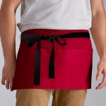 Choice Red Poly-Cotton Waist Apron with Black Webbing and 3 Pockets - 12