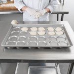 Chicago Metallic 42445 Glazed Aluminized Steel 24 Mold 2.82 oz. Clustered ePAN Hamburger Bun / Muffin Top / Cookie Pan - 17 11/16