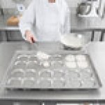Chicago Metallic 42445 Glazed Aluminized Steel 24 Mold 2.82 oz. Clustered ePAN Hamburger Bun / Muffin Top / Cookie Pan - 17 11/16