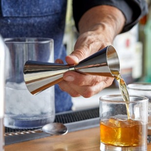 Arcoroc by Chris Adams CAP51 Mix Collection 1.5 oz. & 2 oz. Stainless Steel Japanese Style Jigger by Arc Cardinal