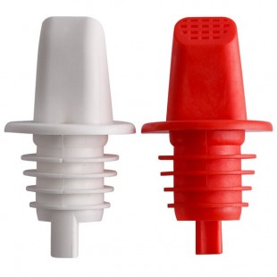 TableCraft H33BK Easy Pour Red and White Plastic Wine Pourer / Aerator with Built-In Screen - 2/Pack