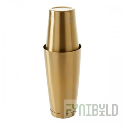 American Metalcraft 18 oz. / 28 oz. Satin Gold Plated 2-Piece Weighted Boston Cocktail Shaker Set GBSSET