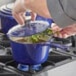 Valor 1.75 Qt. Galaxy Blue Enameled Cast Iron Sauce Pan with Cover