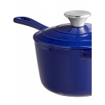 Valor 1.75 Qt. Galaxy Blue Enameled Cast Iron Sauce Pan with Cover