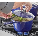 Valor 1.75 Qt. Galaxy Blue Enameled Cast Iron Sauce Pan with Cover