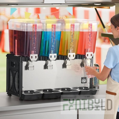 Carnival King RBD5G4 Quadruple 5 Gallon Bowl Refrigerated Beverage Dispenser - 120V