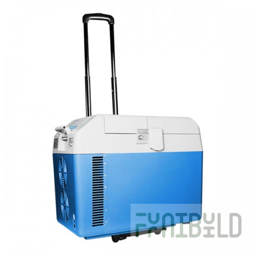 Summit Appliance SPFZ25M Accucold .88 Cu. Ft. Blue / White DC-Powered Portable Medical Freezer with Lock and Collapsible Trolley - 12/24VDC