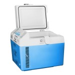 Summit Appliance SPFZ25M Accucold .88 Cu. Ft. Blue / White DC-Powered Portable Medical Freezer with Lock and Collapsible Trolley - 12/24VDC Summit Appliance SPFZ25M Accucold .88 Cu. Ft. Blue / White DC-Powered Portable Medical Freezer with Lock and Collapsible Trolley - 12/24VDC