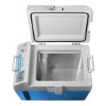 Summit Appliance SPFZ25M Accucold .88 Cu. Ft. Blue / White DC-Powered Portable Medical Freezer with Lock and Collapsible Trolley - 12/24VDC Summit Appliance SPFZ25M Accucold .88 Cu. Ft. Blue / White DC-Powered Portable Medical Freezer with Lock and Collapsible Trolley - 12/24VDC