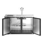 Avantco UDD-2-CT-3 Black Kegerator / Beer Dispenser with Triple Tap Tower and Club Top - (2) 1/2 Keg Capacity