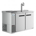 Avantco UDD-2-CT-3 Black Kegerator / Beer Dispenser with Triple Tap Tower and Club Top - (2) 1/2 Keg Capacity